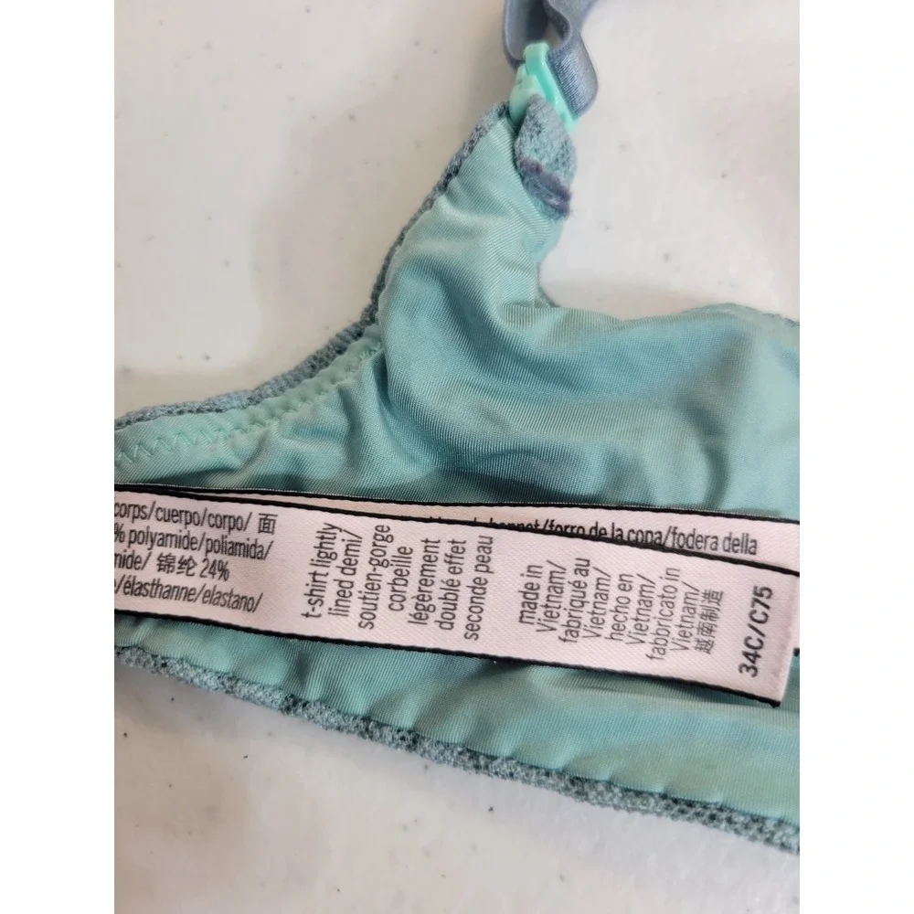Victoria's Secret Lined‎ Demi Bra Underwire Lace Back Romantic Blue Women 34C